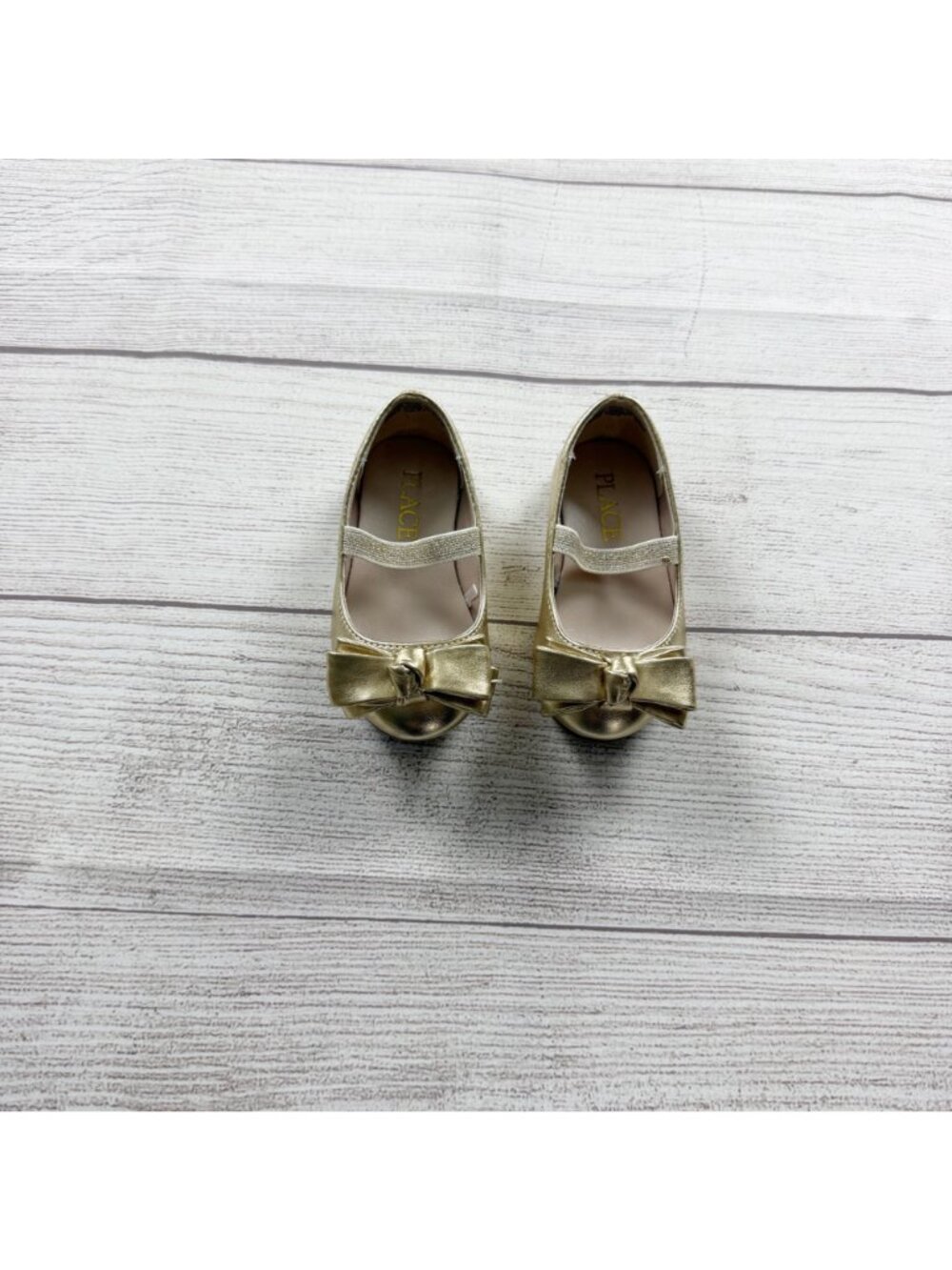 The Children’s Place Girls Dress Shoes Gold Mary Jane Flats Metallic Ballet 4 - Picture 2 of 3